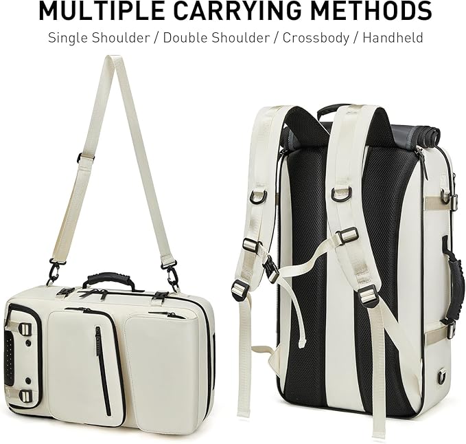 Backpack for Traveling On Airplane,Expandable Carry On Laptop Backpack for Men and Women,Outdoor Travel Bag,Off White - Image 6