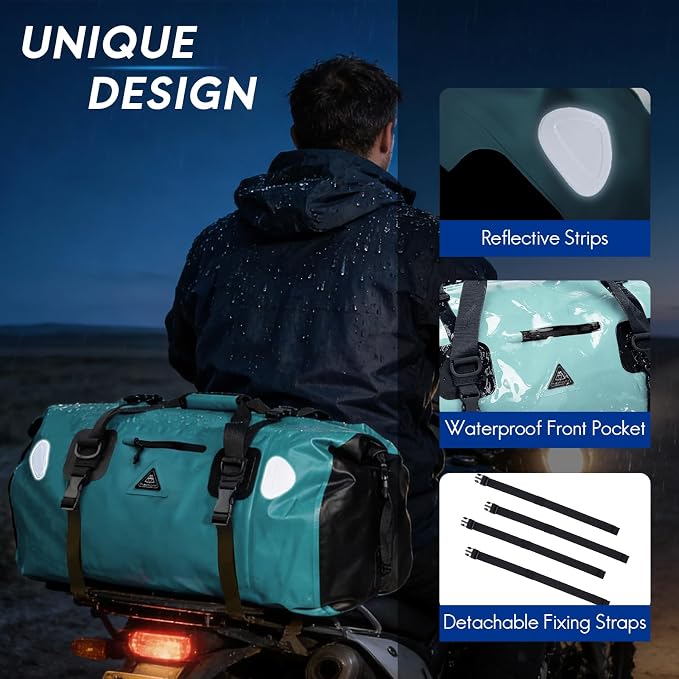Haimont Waterproof Duffel Bag Roll-top Dry Duffel Bag with Quick-fixed Straps for Motorcycling, Rafting, Boating, SUP, Kayaking, Travel, 50L/70L - Image 3
