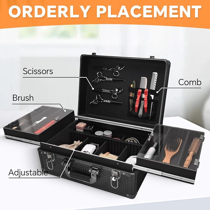 Makuep Train Case,Extra Large See-Through 6 Trays Makeup Box Travel Case Professional Cosmetic Storage for Makeup Artist, Nail Tech, Hairstylists Salon Barber Case - Image 2