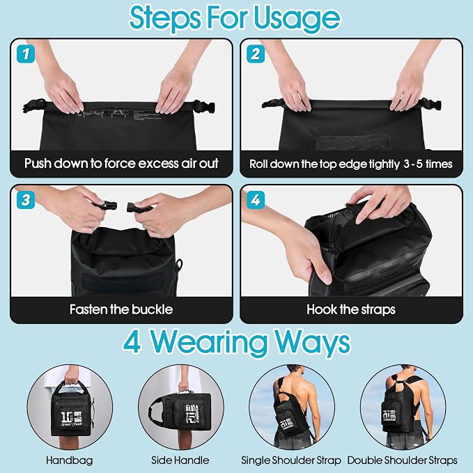 MORXPLOR Dry Bag Waterproof,5L/10L/20L/30L/40L/55L Roll Top Dry Bag Backpack with WaterProof Phone Case for Swim,Kayak - Image 4