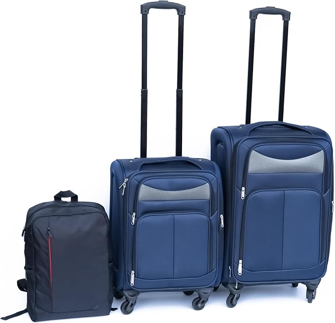 Merax Luggage Set Softshell 2 Piece 20/24 Expandable Suitcase with Backpack | Softside Lightweight Travel Carry on Luggage with Wheels,Blue - Image 6