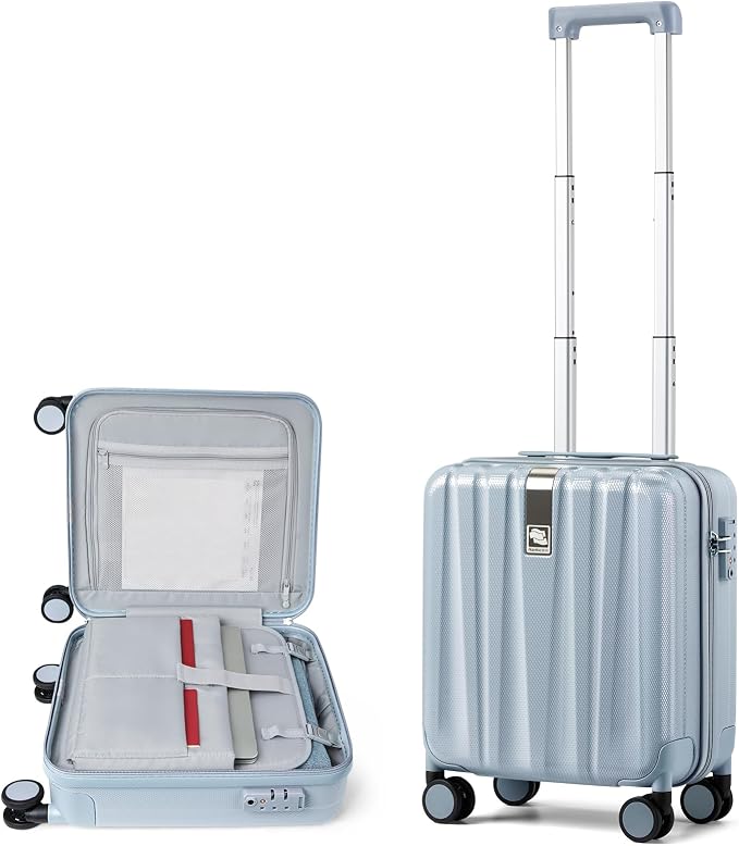 Hanke 16 inch Underseat Carry on Suitcases with Wheels,Lightweight Hard Shell Carry on Luggage with Wheels for Weekender,Travel Approved Small Suitcase,Travel Luggage for Womem Men,Gray. by Hanke