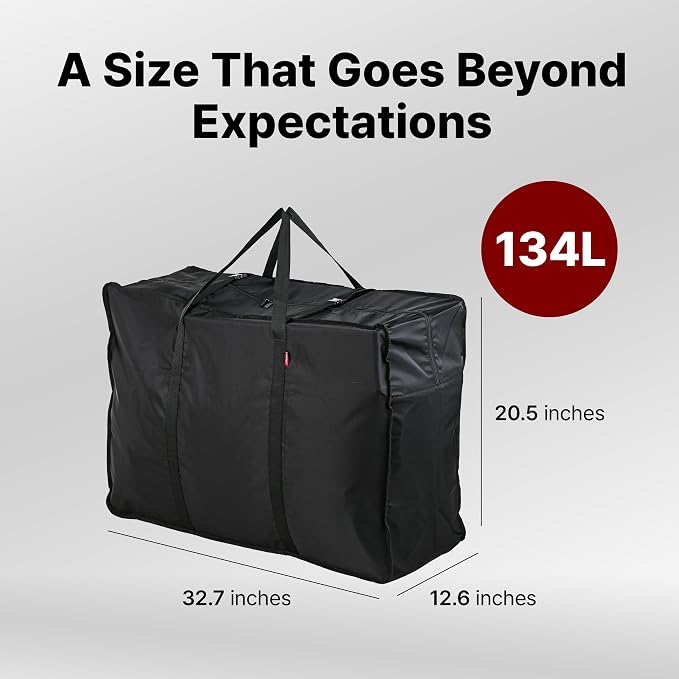 Plago Professional Quality Large Nylon Duffel Bag – Lightweight, Foldable, Water-Repellent Cargo Bag for Travel & Camping, Folding Bike, Tent, Mattress, Blankets, and Closet Storage - Image 2