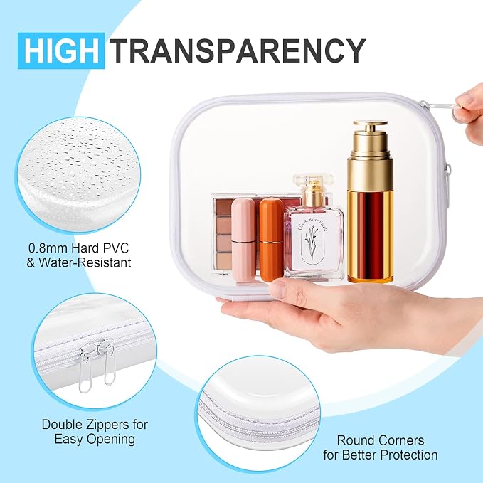 Sanwuta 6 Pcs Clear Hard Zipper Case Plastic Zipper Pouches Transparent Makeup Bag Pencil Case Pouches Toiletry Diaper Bag for Travel Toy Storage Organizer Bins(Assorted Color,7.87 x 5.9 x 2 Inch) - Image 3