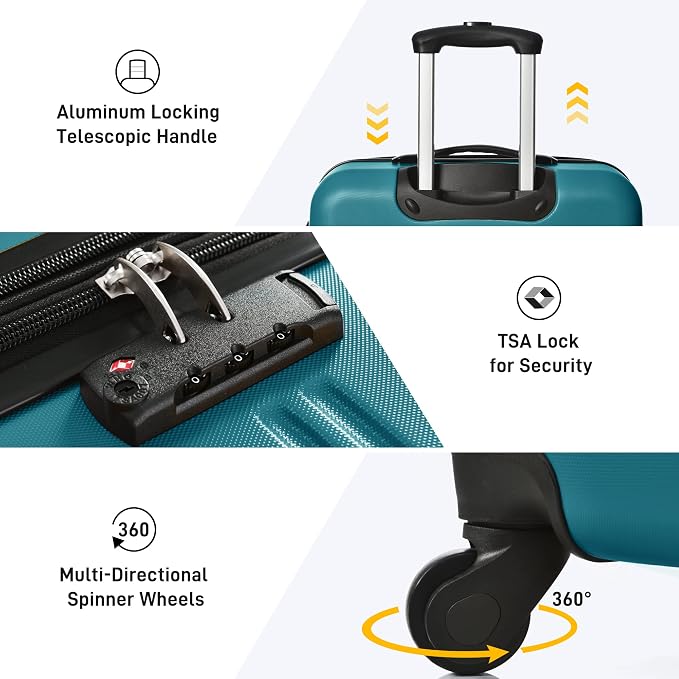 Merax Luggage Sets 13 Piece Suitcase Set 16/20/24/28 IN,Carry on Luggage and Travel Bag TSA Lock Expandable,Hard Case Luggage with Spinner Wheels,Blue - Image 5