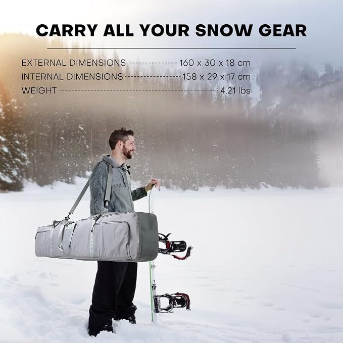 Snowboard Bag 7MM Padding Snowboard &Ski Bag Premium 900D Unisex Board Bag- Snowboard Travel Bags for Flying, Holds Helmet, Board, Boots, & More w/Ski Poles Strap, Strong Handle, Large Zipper - Image 4