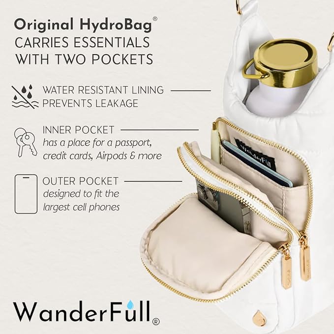 WanderFull® Original HydroBag®, Fits Up to 32 oz Water Bottle Holder with Strap, Gift for Women, Hands-Free Crossbody, Water Bottle Carrier Bag with Phone Pocket - Image 5