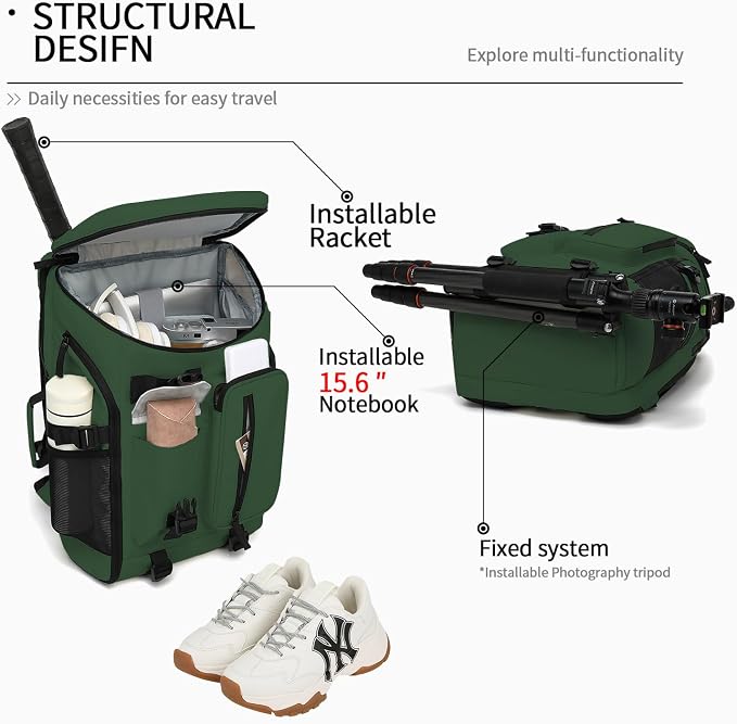 Kalesi Gym Duffle Tennis Bag Backpack 4-Way Waterproof with Shoes Compartment for travel Sport Hiking laptop (Forest green) - Image 3