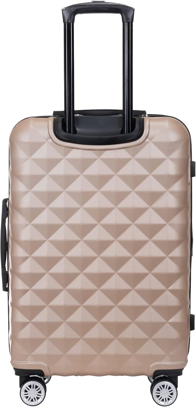 Kenneth Cole REACTION Diamond Tower Collection Lightweight Hardside Expandable 8-Wheel Spinner Travel Luggage, Rose Champagne, 24-Inch Checked - Image 3
