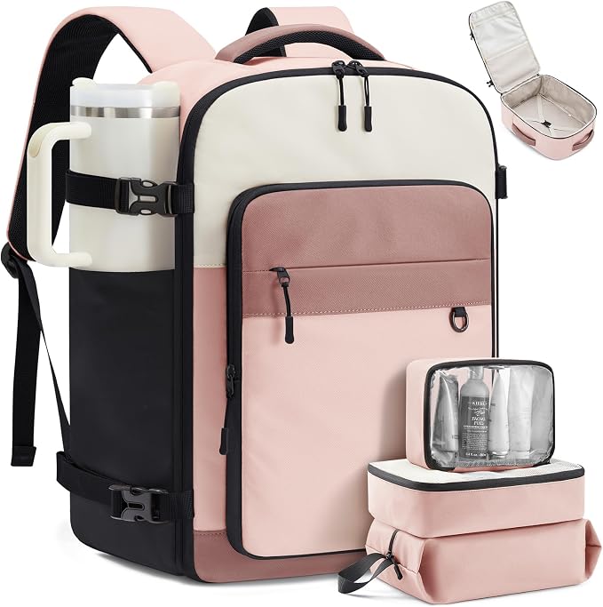 LOVEVOOK Travel Backpack for Women & Men, 40L Large Airline Approved Carry on Backpack for Travel, TSA Personal Item Travel Bag with 3 Packing Cubes, Waterproof Travel Essentials Bag fits 17" Laptop by LOVEVOOK