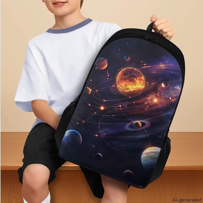 Space Galaxy Backpack for Boys Girls Backpack with Lunch Box Water Bottle Carrier with Strap and Soft Pencil Case 4PCS Set Bookbag with Compartments 17 inch Sturdy School Bag with for Kids - Image 3