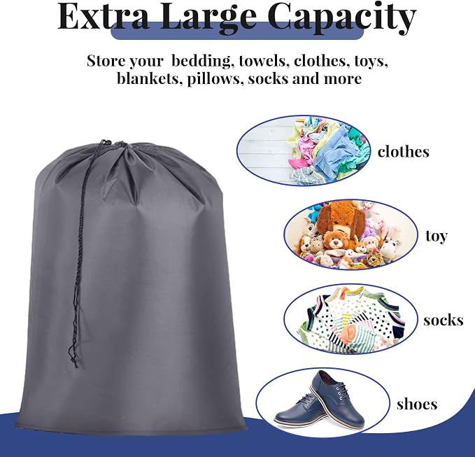Woanger 12 Pack 28 x 45 Inch Extra Large Laundry Bags Bulk, Colorful | Washable Travel Laundry Bag with Drawstring Closure Large Dirty Clothes Organizer for College Dorm Home Hotel Camping - Image 2