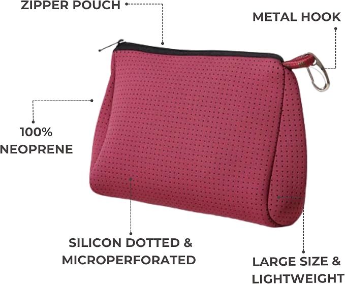 POPUPS Brand Large Makeup Bag with Zipper - Neoprene Machine Washable Travel Toiletry Cosmetic Organizer Pouch for Women (Basic Soft Plum) - Image 4