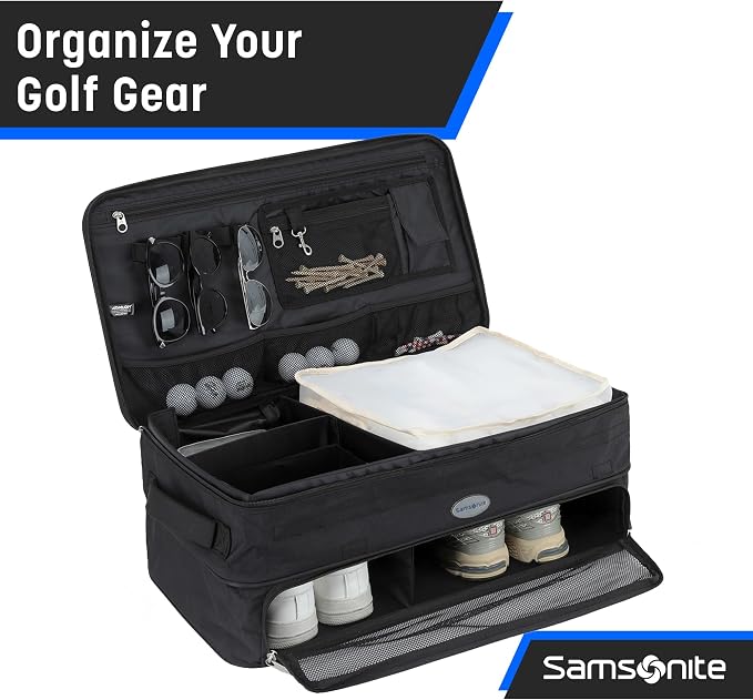 Samsonite Expanding Golf Trunk Locker Organizer with Waterproof Backing, Mesh Section for Shoes, and Movable Dividers - Image 3