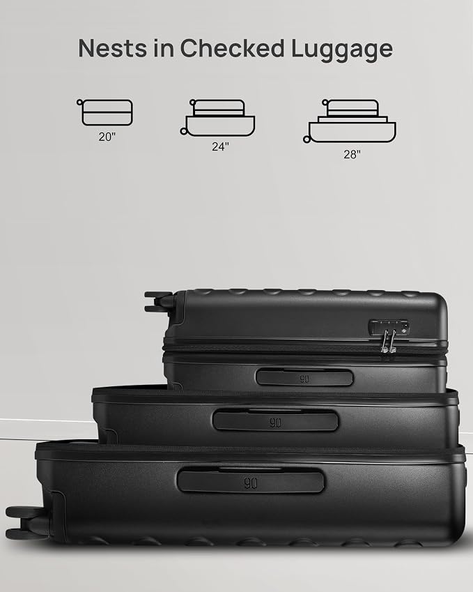 NINETYGO Luggage Sets 3 Piece, Carry On Luggage Airline Approved, Medium Large Checked Luggage with Spinner Wheels, Expandable, Hard Shell PC Suitcase Sets, TSA, 20in/24in/28in (Grey, Rhine Max) - Image 7