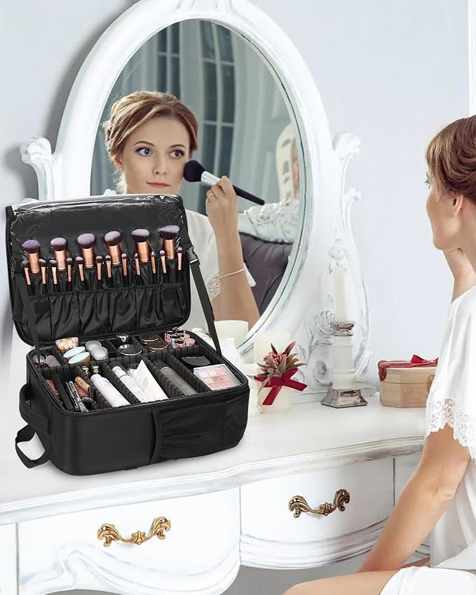 Relavel Makeup Backpack - Extra Large Train Case with 4 Pack Clear Bags, Professional Makeup Artist Kit Set Bag - Image 6