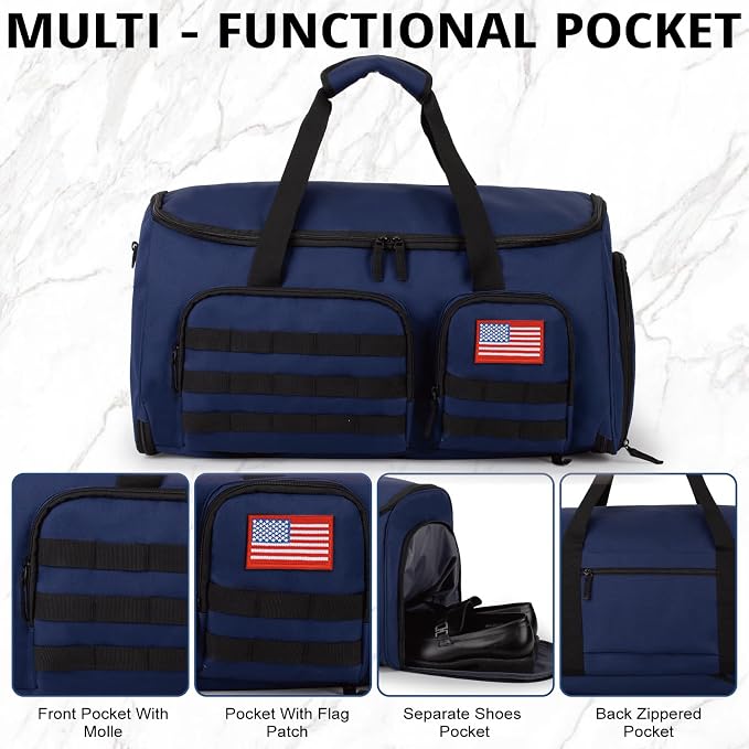 ATRIPACK Duffle Bag for Men,Tactical Duffle Bags for Travel,55L Large Capacity Convertible Garment Bag With Shoes Compartment, Multi-functional Gym Bags Suit Bag for Traveling Workout Business Trip - Image 3