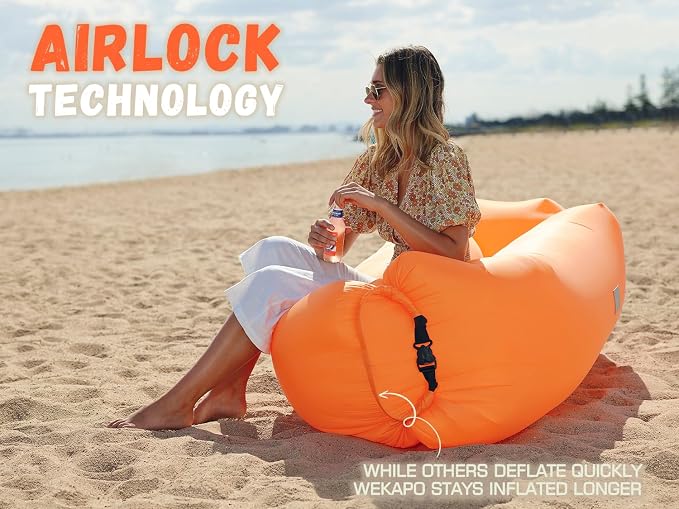 WEKAPO Inflatable Couch Air Lounger Chair - Camping & Beach Accessories, Portable Blow up Sofa for Hiking, Lawn, Indoor/Outdoor Movies & Music Festivals. Lightweight and Easy to Set Up Air Hammock - Image 5