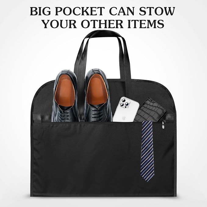 Limoomil 6" Gusseted Waterproof Garment Bag for Travel, 43" Tear Resistance Suit Bag for Men Travel for Suits, Tuxedos, Coats, Uniform. (Darkgrey, 42") - Image 2