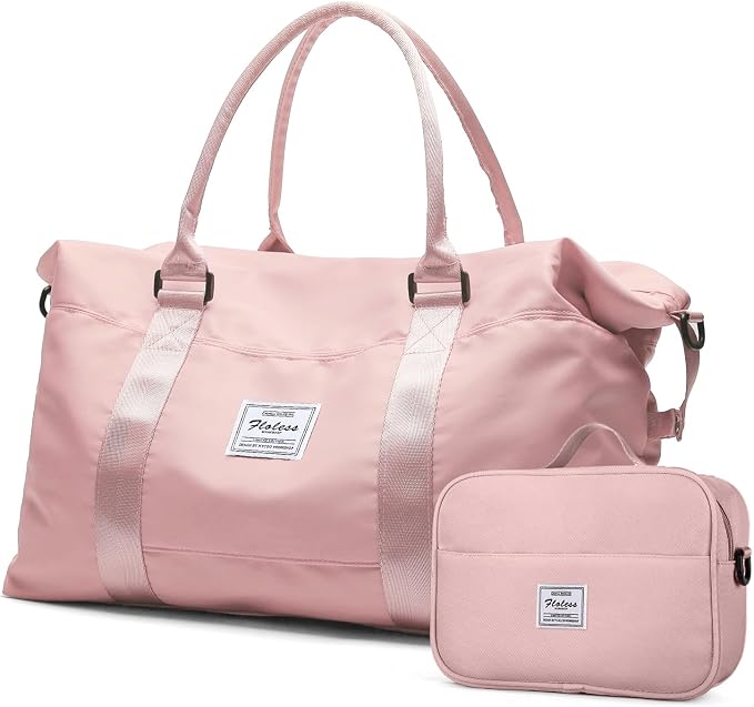 Travel Duffel Bag with Toiletry Bag,Weekender Overnight Carry-on Bag for Women Wet Pocket,Extra Large,Pink by HYC00
