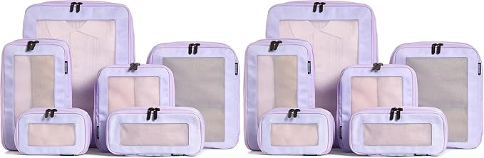 Aerotrunk Compression Packing Cubes for Travel - Luggage Organizer Bags - Double Zipper Packing Cubes for Suitcases (12-Pack, Purple) by Aerotrunk