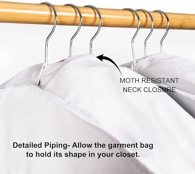 1PC Luxury 48'' Organic Cotton Garment Storage Bag | 4 Cedar Blocks for Fresh Smell| Breathable Garment Bag for Hanging Clothes for Closet Best for Suits, Sweaters, Short Dresses, Gowns - Image 7