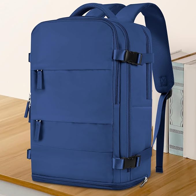 coowoz Large Travel Backpack For Women Men,Carry On Backpack Flight Approved,Hiking Backpacks Outdoor Rucksack Casual Daypack Travel Bag Essentials Personal Item Backpack (Royal Blue L) - Image 2