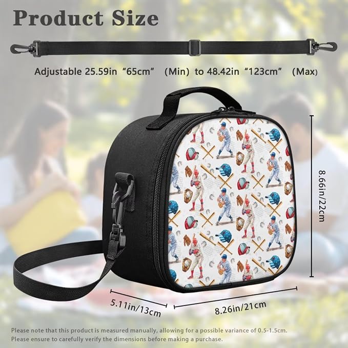 Vintage Baseball Player Backpack & Lunch Box 4-in-1 Set, School Bag with Pencil Case & Dinosaur Charm 17 Inch Backpack for School Sports Team Large Capacity Bookbag for Girls 6th 7th Grade - Image 5