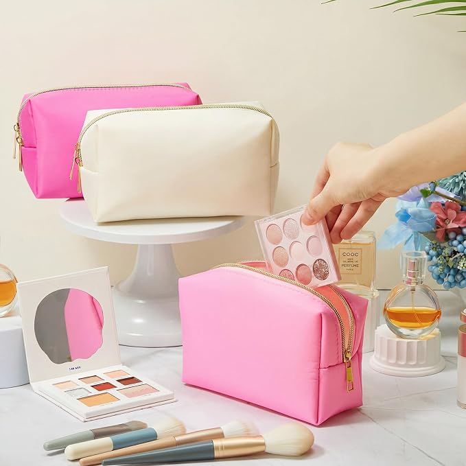 Kigeli 12 Pcs Nylon Makeup Bag Bulk Cosmetic Pouches Preppy Cosmetic Bag for Women Waterproof Travel Zipper Organizer Little Outdoor Accessory Makeup(Nylon, Foam,Neon Color) - Image 4