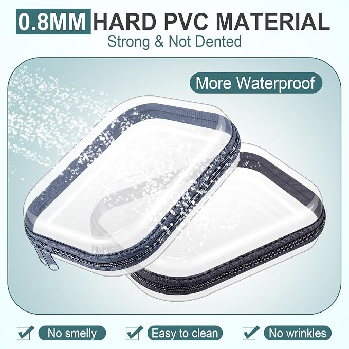 Sanwuta 6 Pcs Clear Hard Zipper Case Plastic Zipper Pouches Transparent Makeup Bag Pencil Case Pouches Toiletry Diaper Bag for Travel Toy Storage Organizer Bins(Blue-green,7.87 x 5.9 x 2 Inch) - Image 4