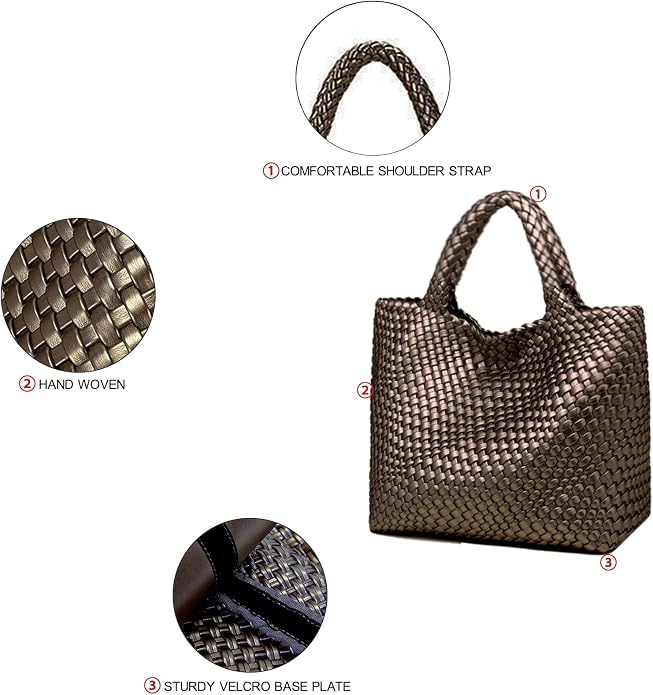 JINMANXUE Fashion Woven Bag Shopper Bag Travel Handbags and Purses Women Tote Bag Large Capacity Shoulder Bags - Image 6