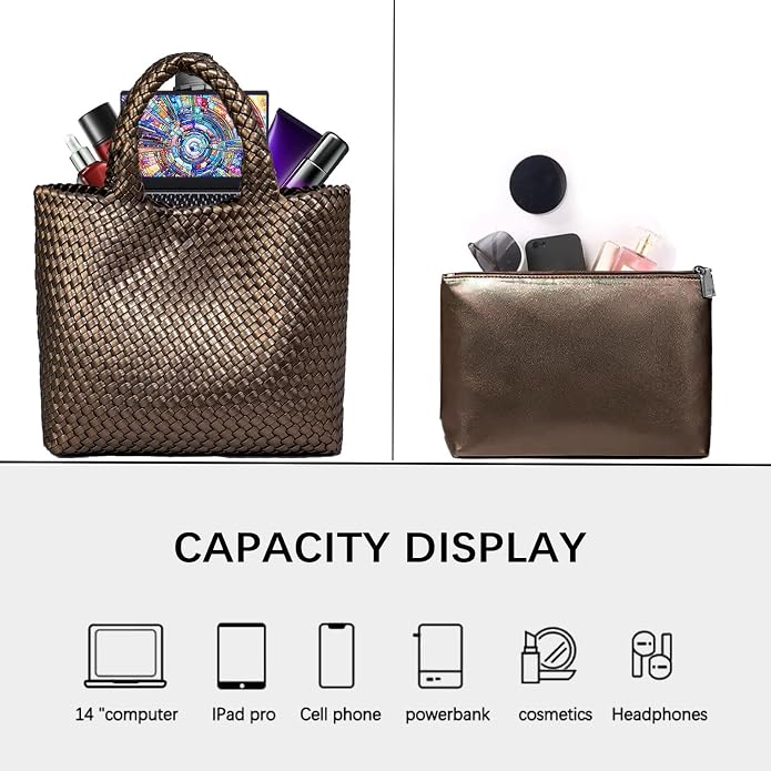 JINMANXUE Fashion Woven Bag Shopper Bag Travel Handbags and Purses Women Tote Bag Large Capacity Shoulder Bags - Image 5