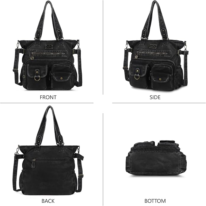 Angelkiss Purses Handbags for Women PU Tote Satchel Bags for Women Pockets Shoulder Bags… | PU - Image 4