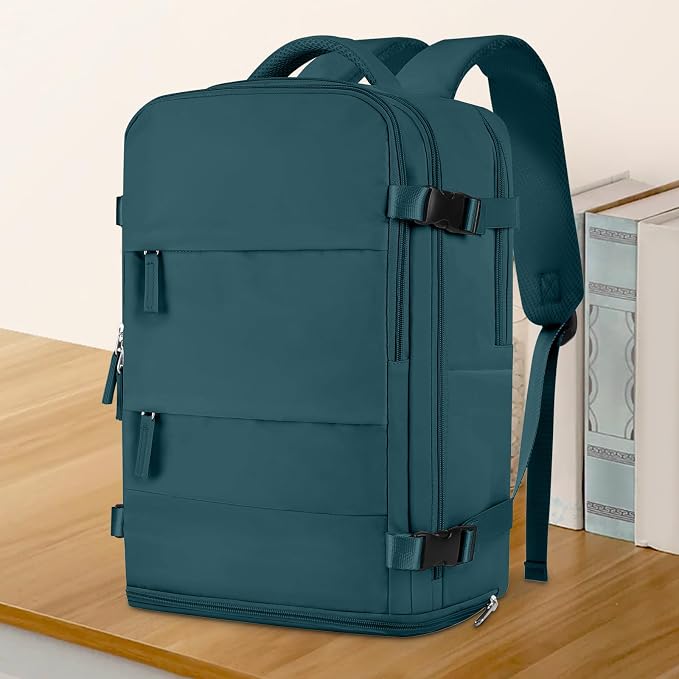 coowoz Travel Backpack For Women Men,Carry On Backpack,Hiking Backpack Waterproof Outdoor Sports Rucksack Casual Daypack Travel Essentials(Peacock Blue) - Image 2
