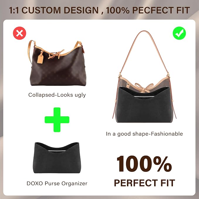 Doxo Purse Organizer Compatible with LV CarryAll Cargo Vibe MM, Upgraded Lightweight Zipper Bag Insert with 8 Compartments, Custom Fit Inside Handbag Divider Shaper Accessories（Black, MM） - Image 4