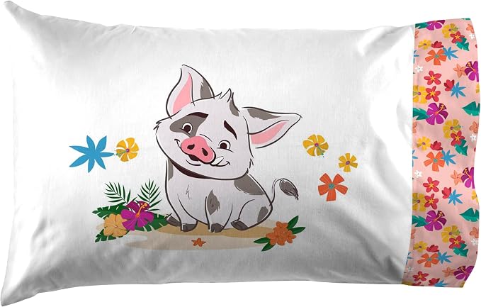 Jay Franco Kids Sheet Set with Fitted, Flat Sheets & Pillow Cover - Ultra-Soft Bedding with Pillowcase for Room Decor, Pink - Moana, 4 Piece Full - Image 4
