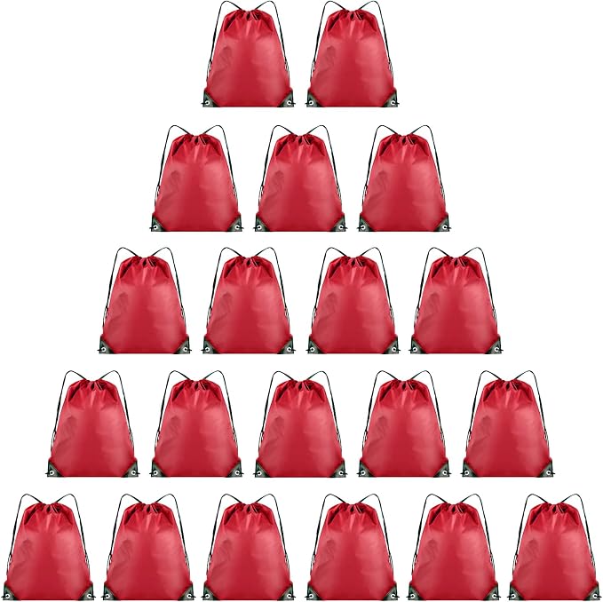 Grneric 20 Pieces Drawstring Backpack Bulk Cinch Sackpack Ployster Drawstring Bags for Gym Party Trip(Red) by Grneric