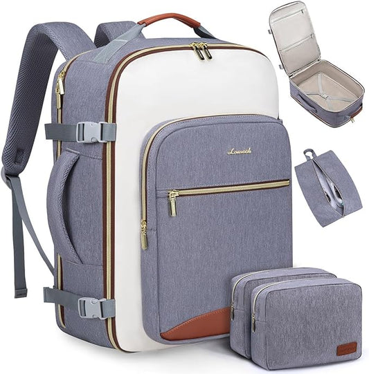 LOVEVOOK 40L Travel Backpack for Women & Men, Airline Approved Carry On Luggage with 3 Packing Cubes, TSA Overnight Bags, Waterproof Personal Item Bag, Weekender Essentials Backpacks fits 17" Laptop by LOVEVOOK