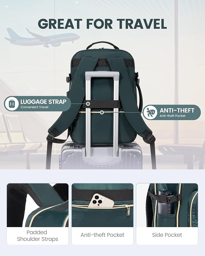 LOVEVOOK 50L Travel Backpack Flight Approved Carry on Backpack,3 Packing Cubes,Waterproof Personal Item Travel Bag,TSA Carry on Luggage Suitcase Travel Essentials,Gifts for Women & Men,fits 18" Laptop - Image 6