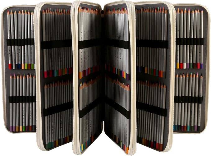 480 Slots Pencil Case, 5-Layer Organizer with Shoulder Strap | 5-layer twill oxford case with 480 elastic slots,carry handle, removable strap, and outer pocket for phone or keys. - Image 2