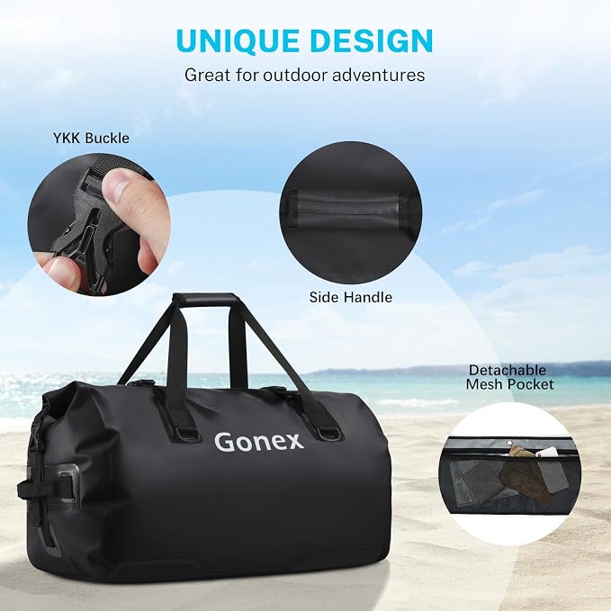 Gonex Extra Large Waterproof Dry Duffel Bag, Roll-Top PVC Gear Bag | Waterproof PVC, Roll-Top Closure, Wet Pocket, Shoulder & Hand Carry, Kayaking, Paddleboarding, Travel - Image 4