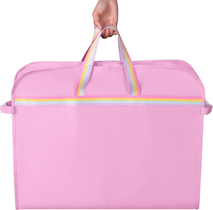 LOVEGRASS Kids Garment Bags for Dance Costumes, 40" Dance Costume Garment Bag for Dance Competition with Multi Pockets and Rainbow Handles Perfect for Dance Recitals and Practice, Pink(2 pack) - Image 4