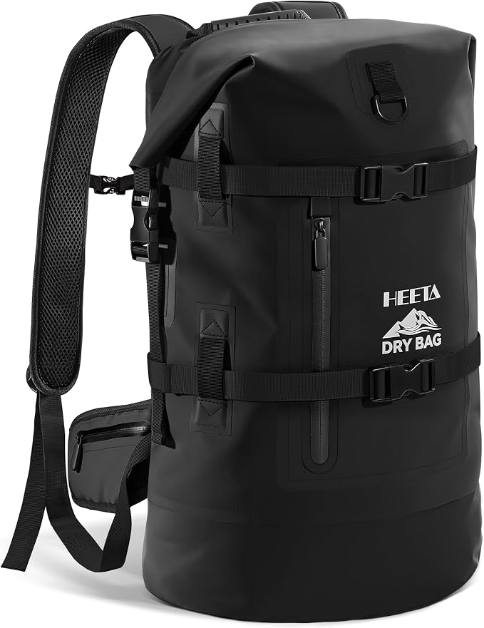 HEETA Dry Bags Waterproof Backpack 40L for Men & Women, Roll Top Heavy Duty Cushioned Hiking Backpack for Kayaking Boating Paddle Boarding Fishing Travel Camping Beach Vacation Cruise Ship Essentials by HEETA