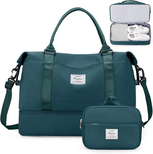 Weekender Bags for Women, Personal Item Travel Bag with Shoes Compartment | Overnight Travel Duffel Bag with Toiletry Bag, Airplane Friendly Carry-On Bag by SYCNB