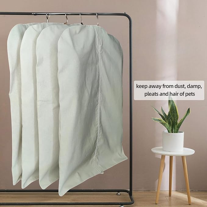 Premium 100% Cotton Garment Bags – 40" Off-White Canvas Suit Cover with YKK Zipper – Moth Protector, Breathable, Machine Washable, Cover for Coats, Dresses, Jackets & Travel - Image 8