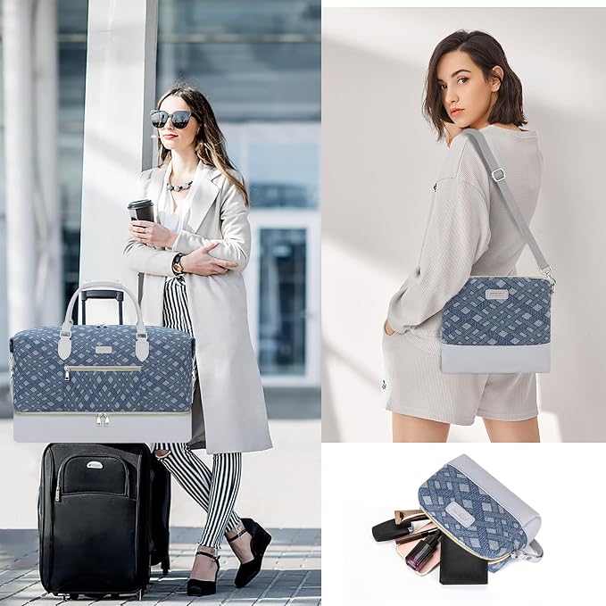 ITIEZY Weekender Overnight Bag for Women - Large Travel Duffel Bag with Shoe Compartment, Gym Duffel Bag Hospital Bag Carry On Tote Bags for Airplanes with Crossbody Bag Toiletry Bag 3Pcs Set - Image 2