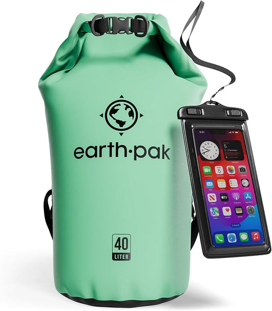 Earth Pak Waterproof Dry Bag - Roll Top Waterproof Backpack Sack Keeps Gear Dry for Kayak with Waterproof Phone Case by earthpak