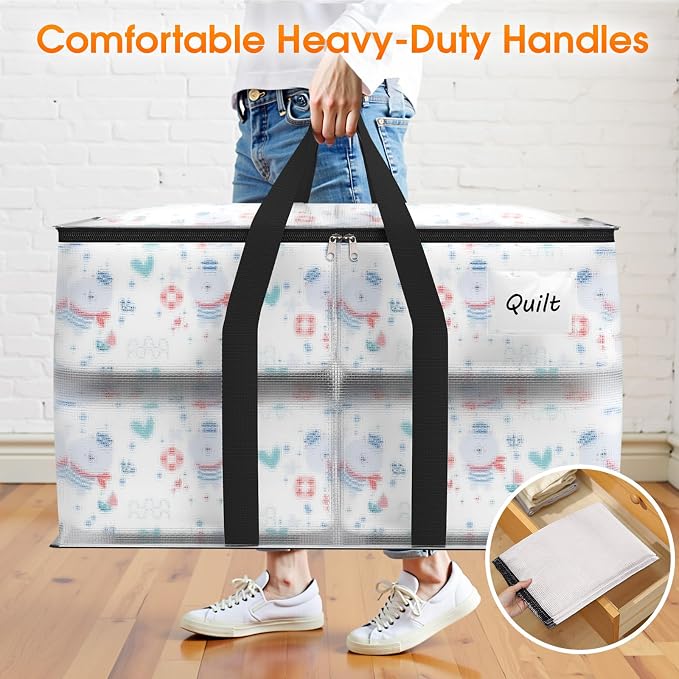 Fab totes Moving Bags Extra Heavy Duty Oversized Clear Storage Bags with Reinforced Handle and Double Zippers,Moving Supplies Totes for Storage Packing Dorm Room Essentials Alternative to Moving Boxes - Image 4
