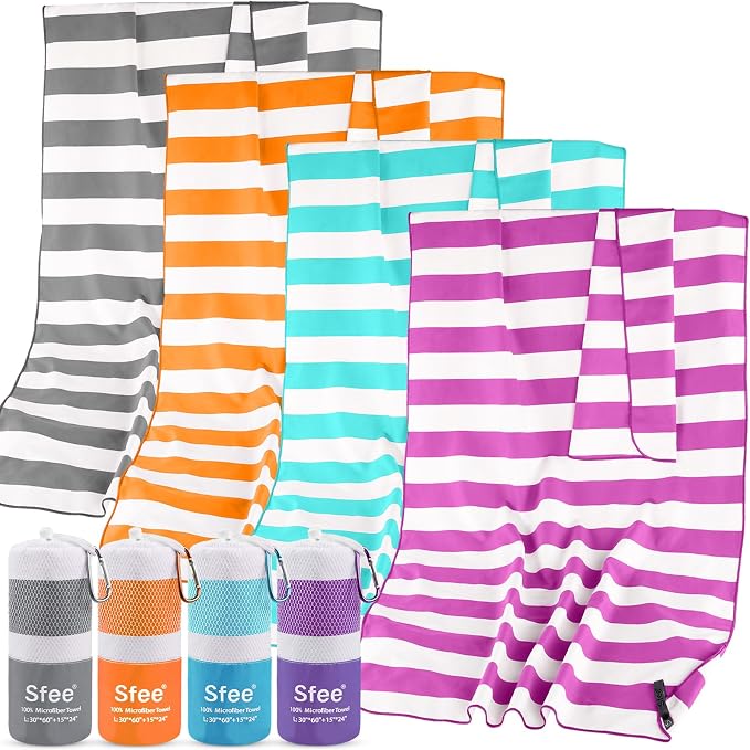 Sfee 2 in 1 Microfiber Travel Towel, Quick Dry Towel Camping Towel Beach Towel Super Absorbent Compact Lightweight Sports Gym Towel Set for Gym, Hiking, Pool, Bath, Yoga (Small: 32''x16'') by Sfee