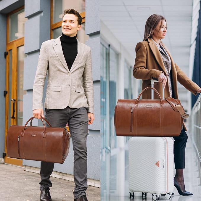Garment Bags for Travel, 45L Carry-On Convertible Duffle with Strap | 2-in-1 hanging suit bag converts to duffel, shoe compartment, waterproof PU leather, wrinkle-free, detachable strap - Image 7